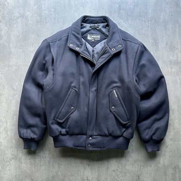 Members Only Other - Vintage Members Only Mens Wool Bomber Jacket Sz 40 Medium Navy Blue Quilted 90s